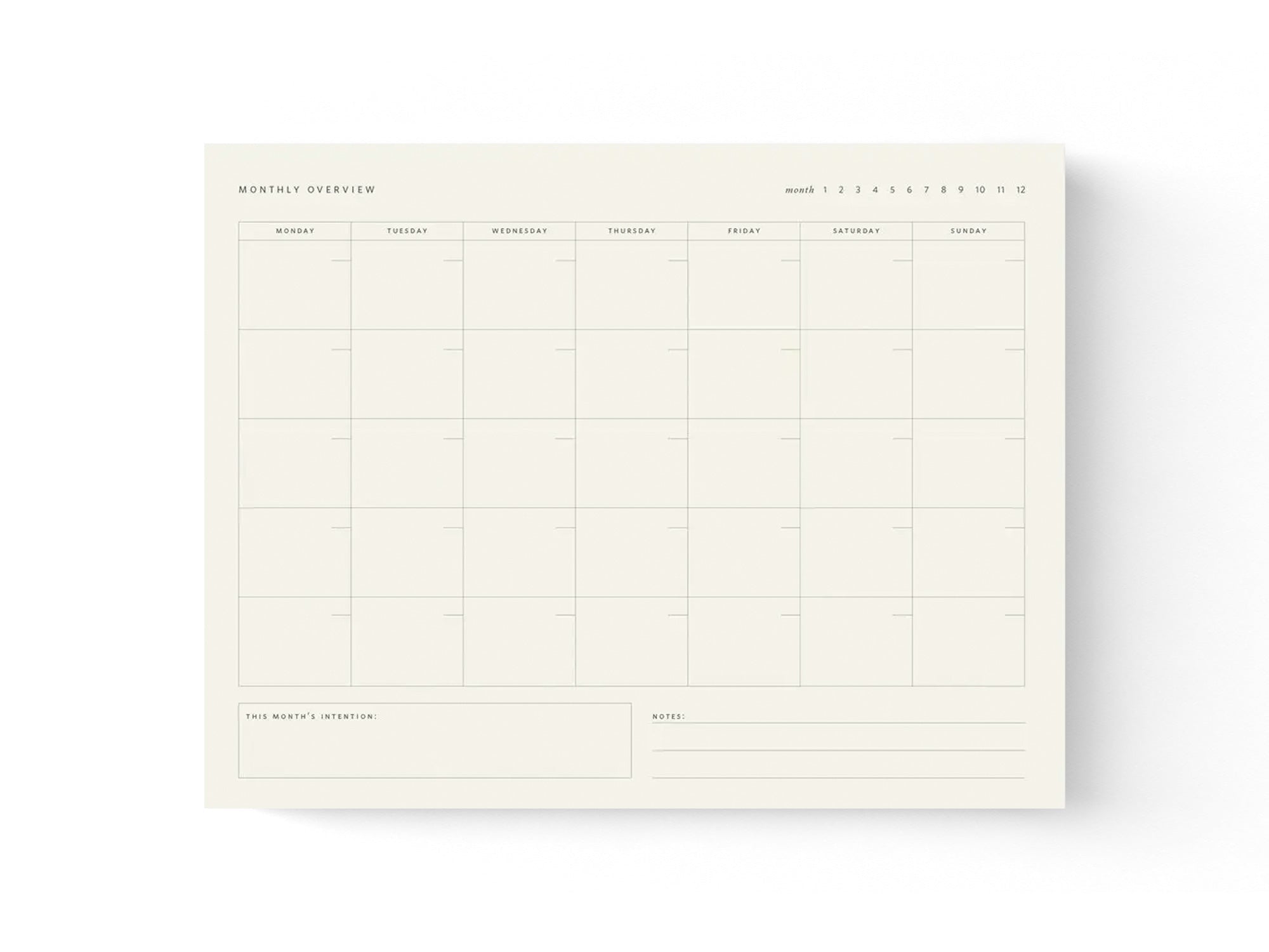 Monthly Overview Planner Notepad