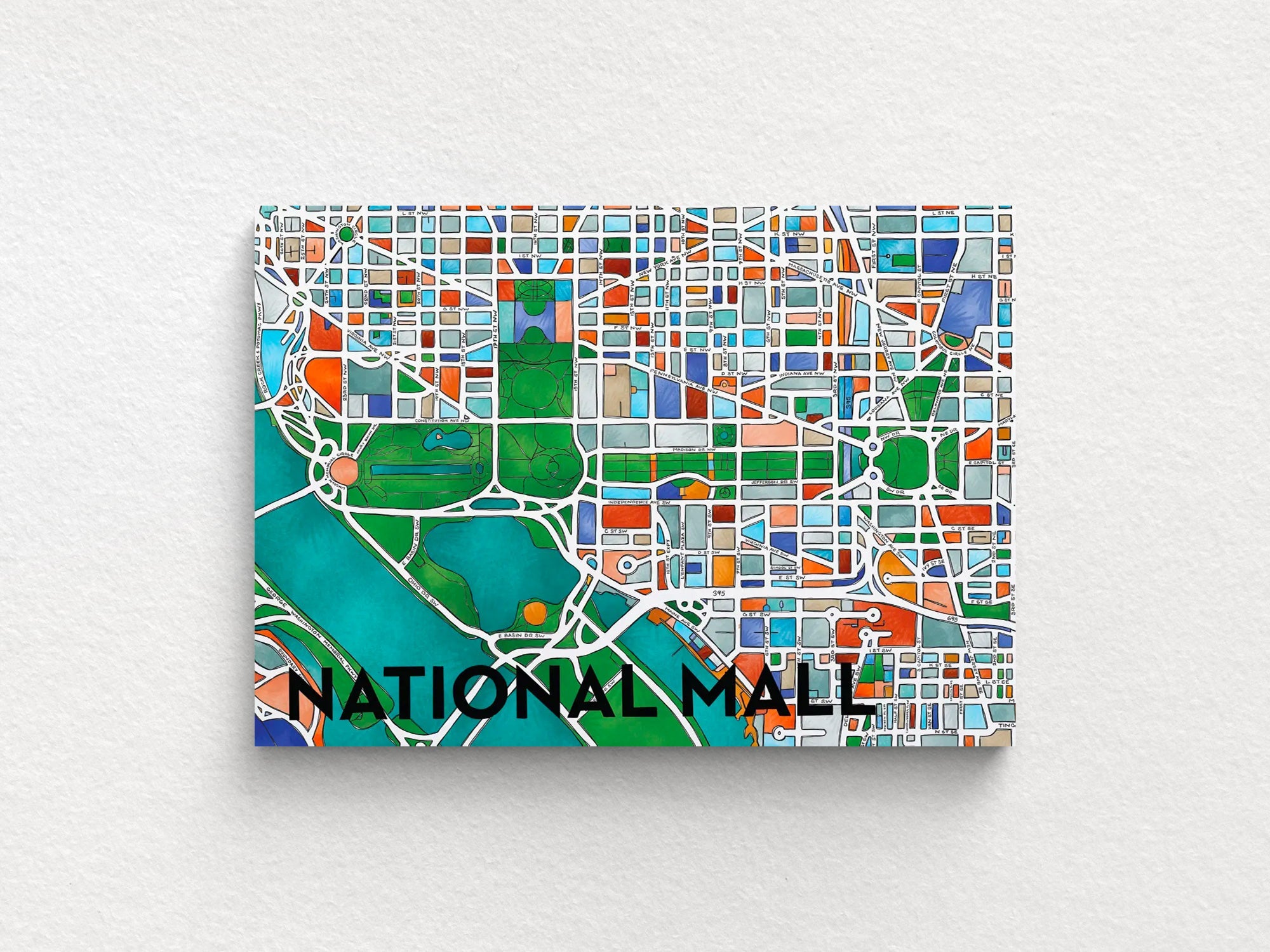 National Mall Art Map Greeting Card