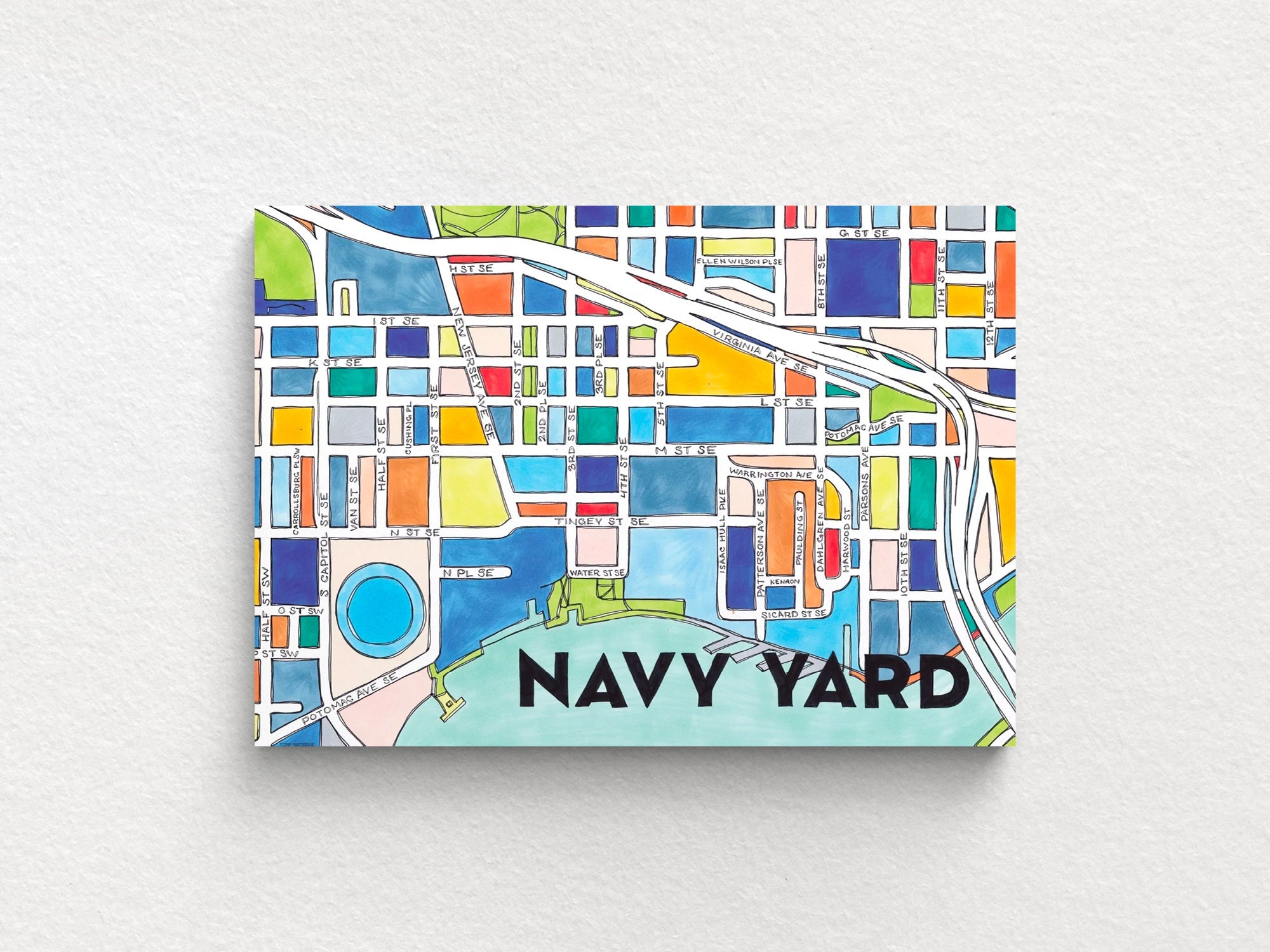 Navy Yard Art Map Greeting Card