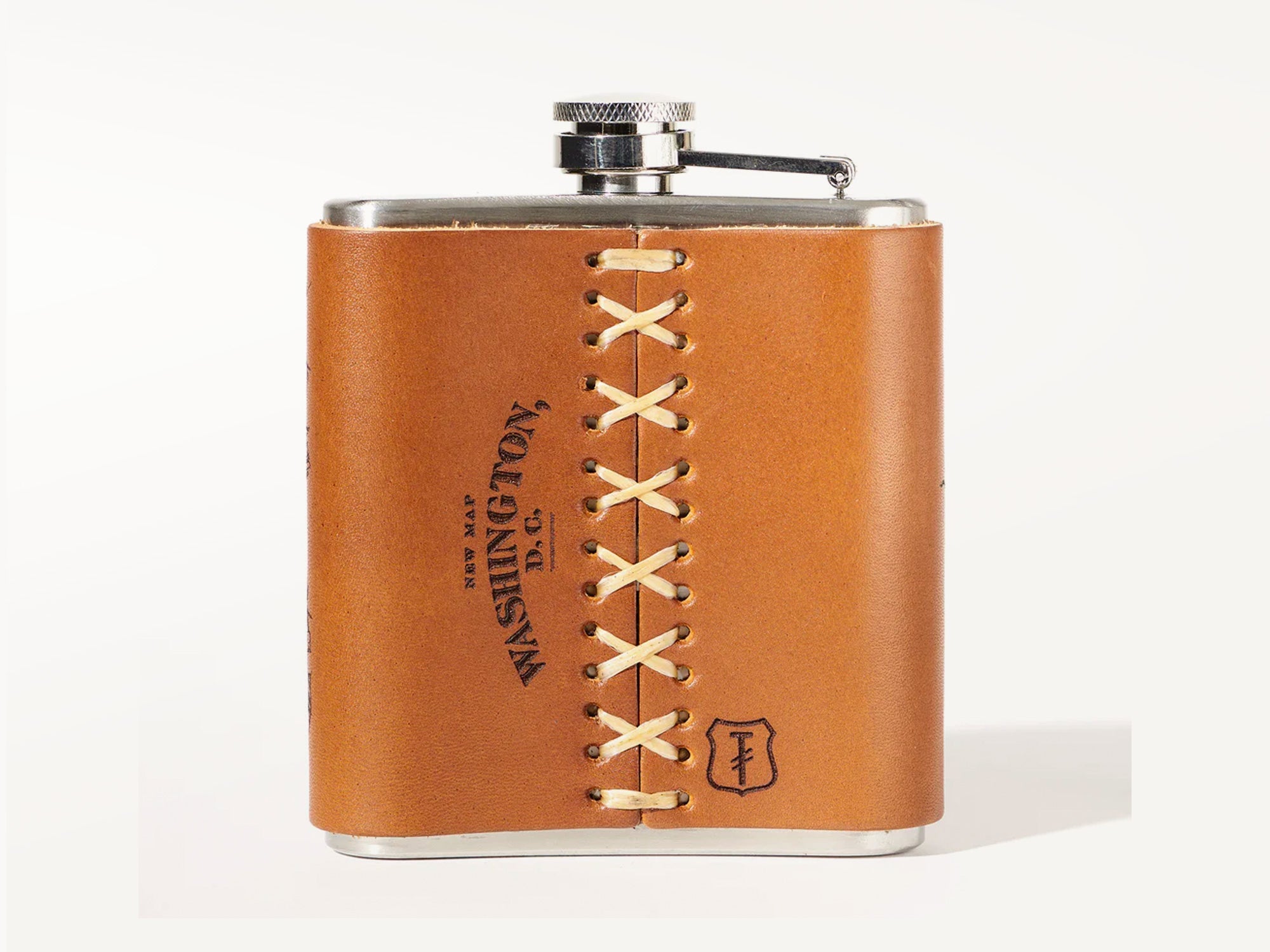Washington DC Map Leather Flask