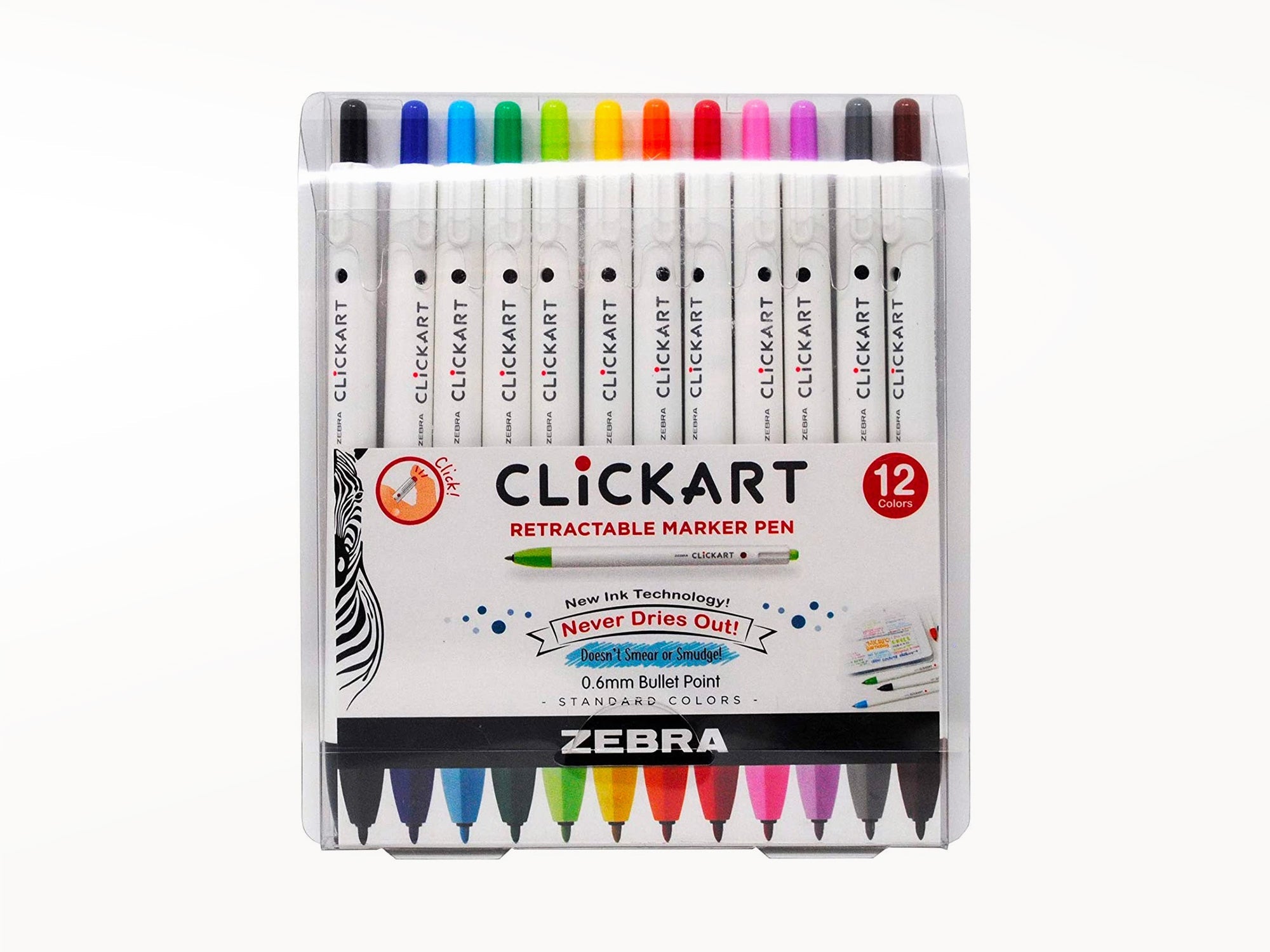 Zebra ClickArt Retractable Marker Pens Set of 12 - Standard
